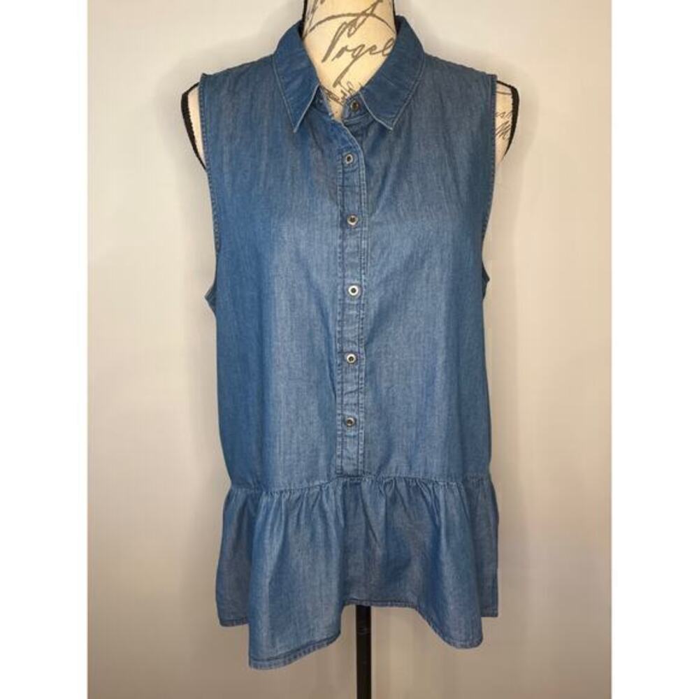 Kensie sleeveless chambray popover top like new L